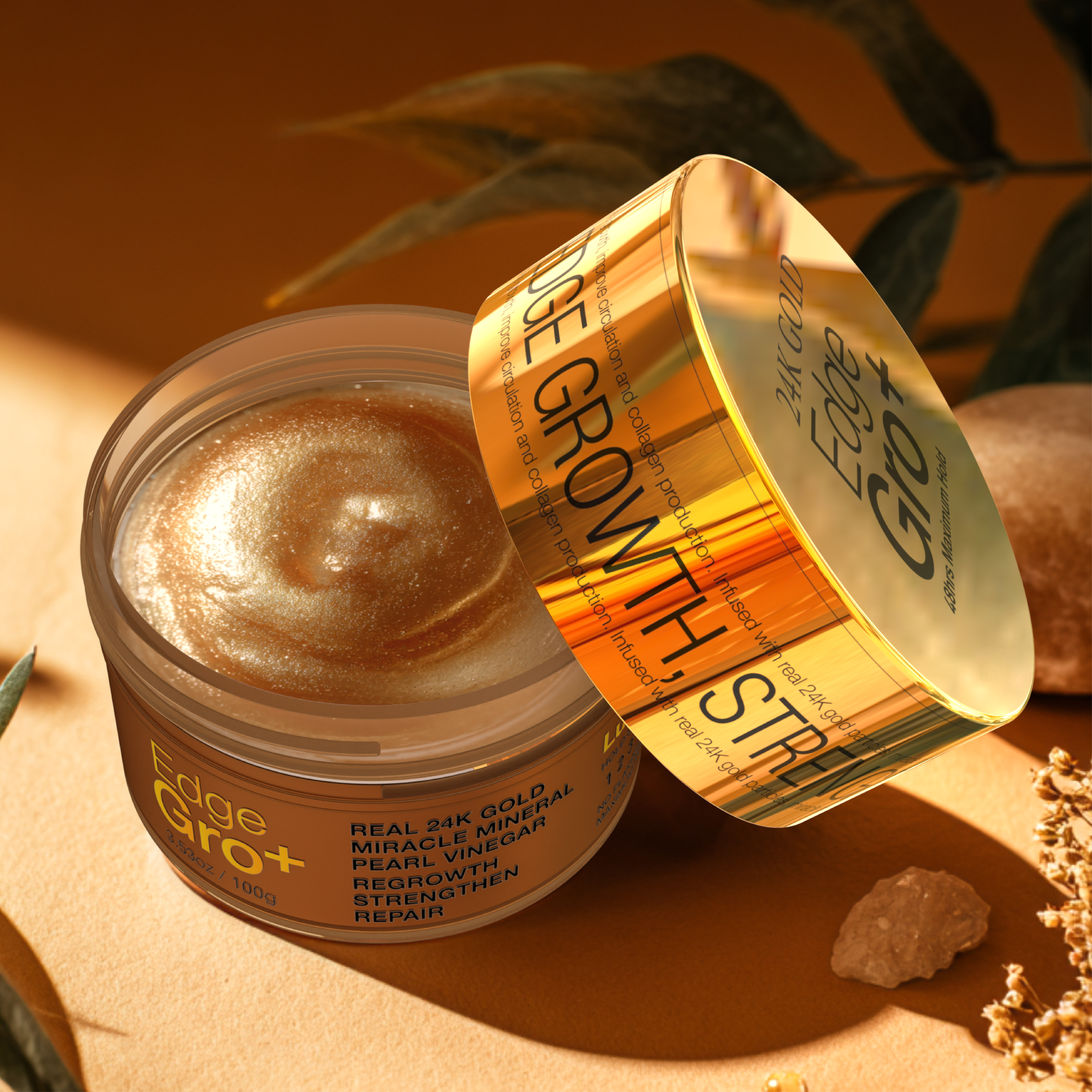 24K Gold Edge Gro+ 48 Maximum Hold Edge Tamer
