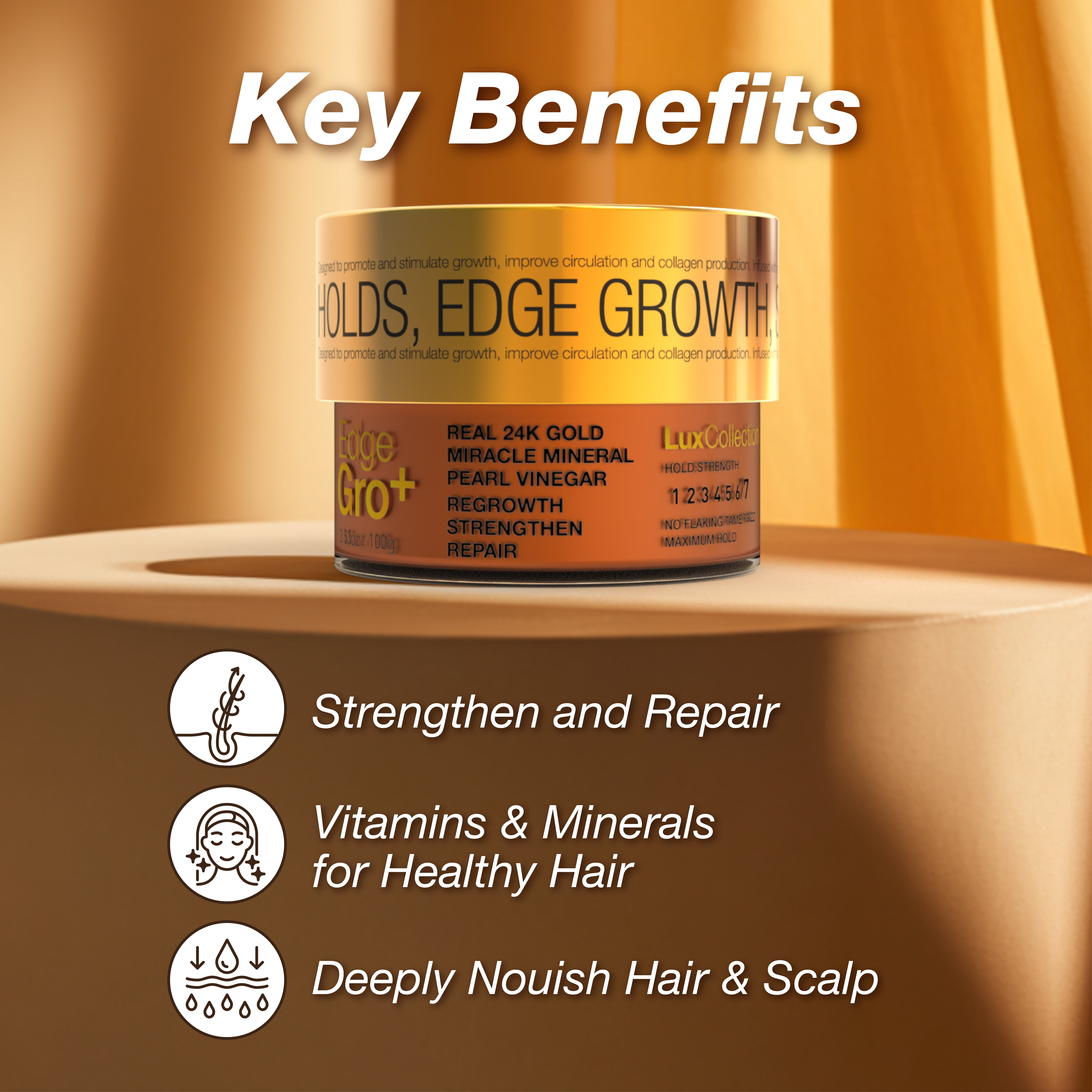 24K Gold Edge Gro+ 48 Maximum Hold Edge Tamer