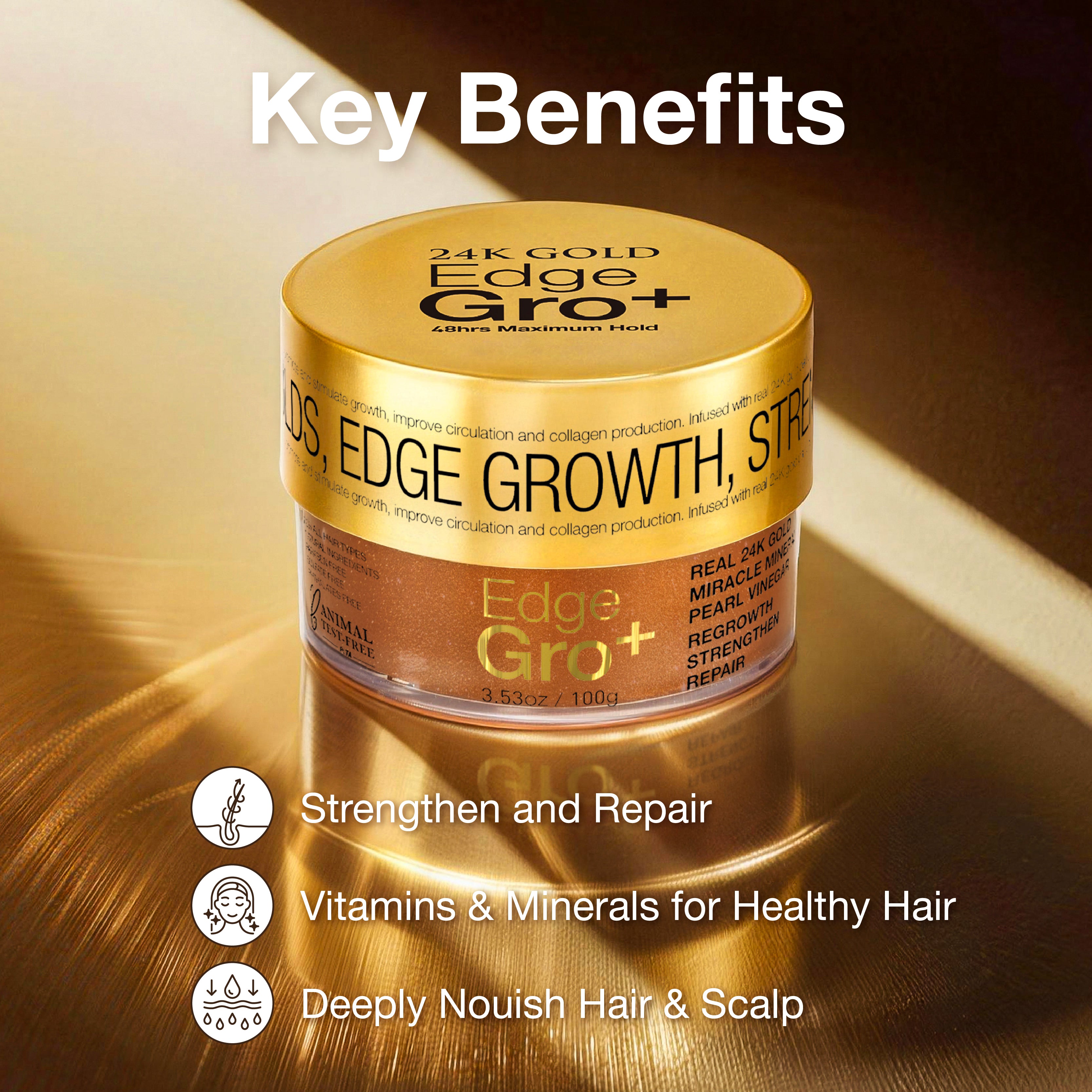 24K Gold Edge Gro+ 48 Maximum Hold Edge Tamer